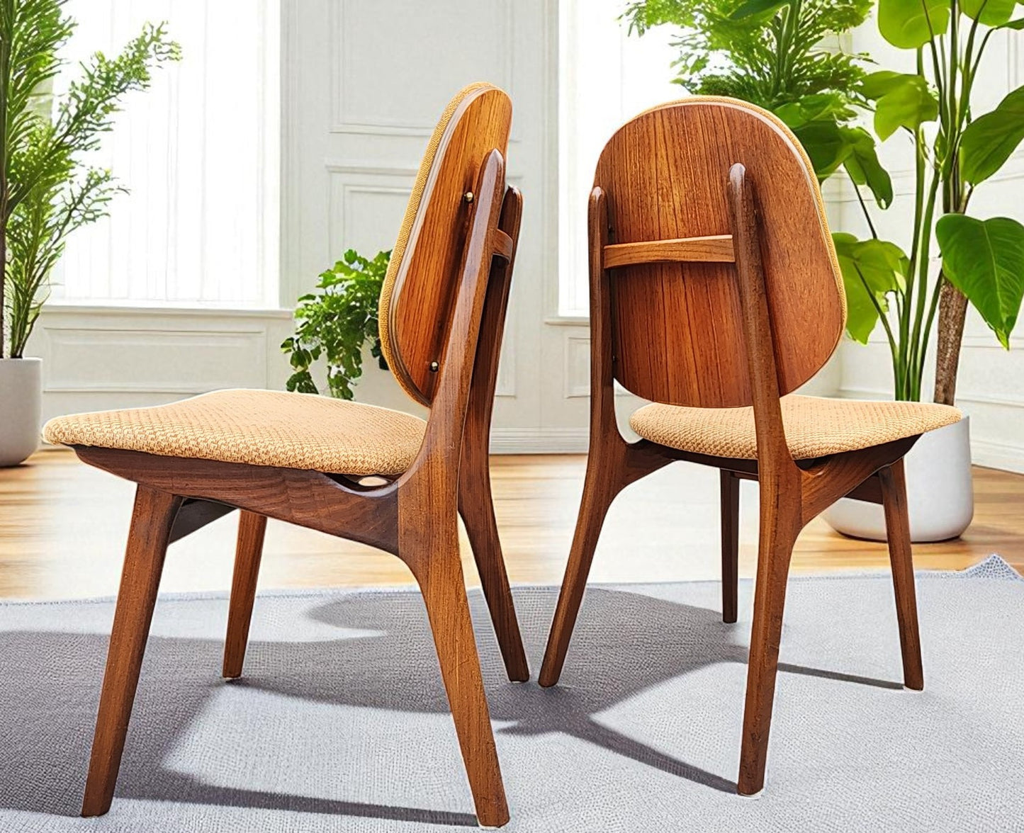 6 RESTORED Danish MCM Teak Shield Back Chairs by A. H. Olsen, will be REUPHOLSTERED