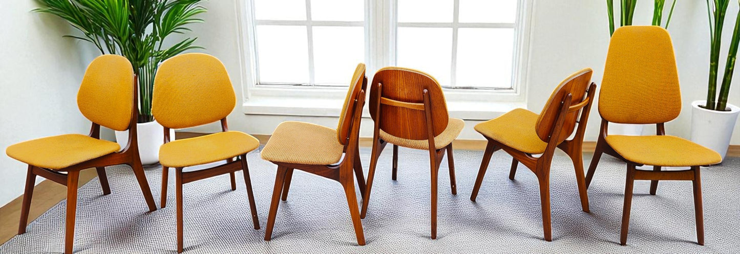 6 RESTORED Danish MCM Teak Shield Back Chairs by A. H. Olsen, will be REUPHOLSTERED