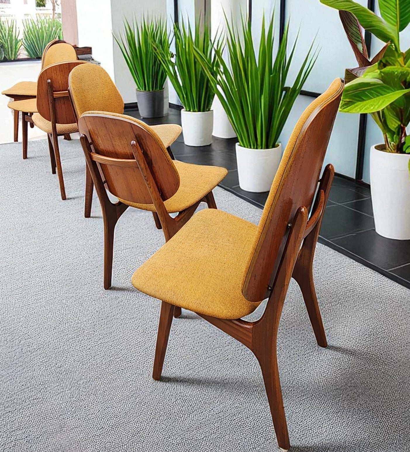 6 RESTORED Danish MCM Teak Shield Back Chairs by A. H. Olsen, will be REUPHOLSTERED