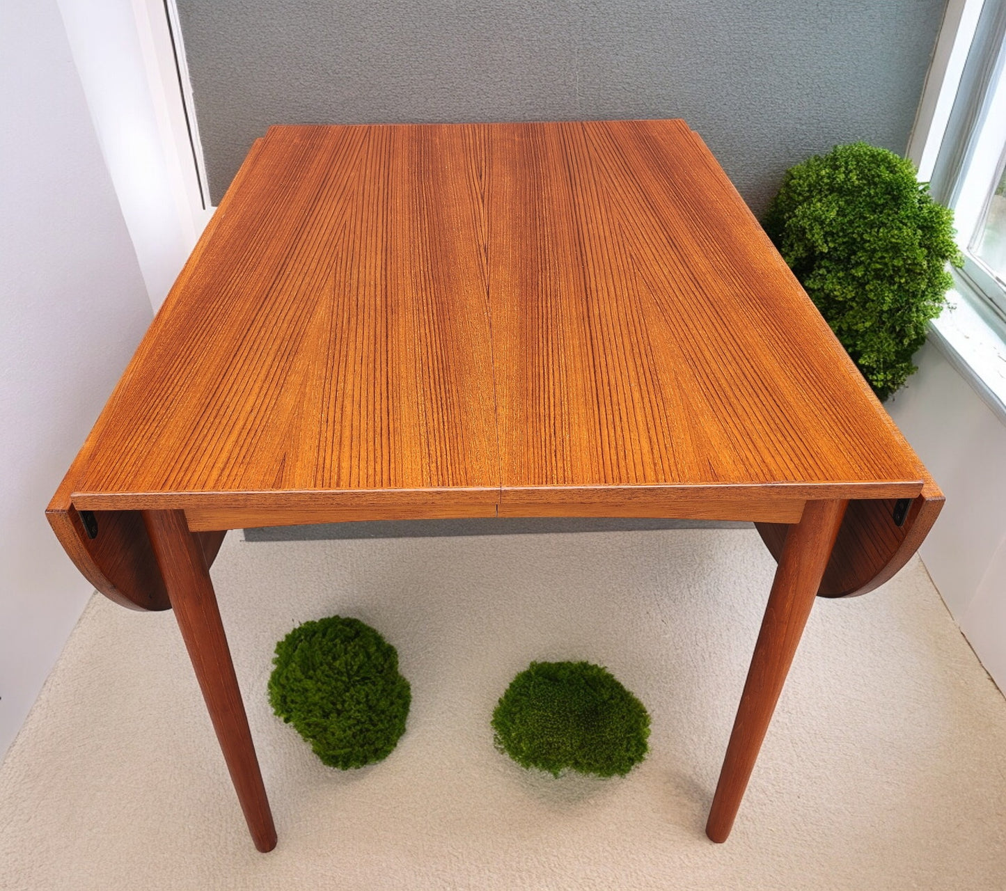 REFINISHED Danish MCM Teak Table w 4 Leaves  by S.A. Madsen 19.75"- 98.5"