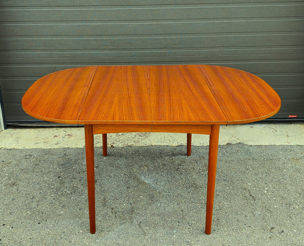 REFINISHED Danish MCM Teak Table w 4 Leaves  by S.A. Madsen 19.75