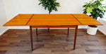 REFINISHED Danish Mid Century Modern Teak Draw Leaf Table 48