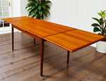 REFINISHED Danish Mid Century Modern Teak Draw Leaf Table 48