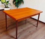 REFINISHED Danish Mid Century Modern Teak Draw Leaf Table 48