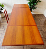REFINISHED Danish Mid Century Modern Teak Draw Leaf Table 48