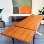 REFINISHED Danish Mid Century Modern Teak Draw Leaf Table 53.5