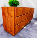 REFINISHED Danish MCM Floating Teak Bed  Queen & Dresser by Komfort 14