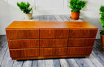 REFINISHED Danish MCM Floating Teak Bed  Queen & Dresser by Komfort 20
