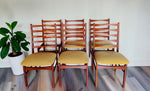 6 REFINISHED Danish MCM Teak Ladder-Back Chairs will be REUPHOLSTERED 1