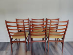 6 REFINISHED Danish MCM Teak Ladder-Back Chairs will be REUPHOLSTERED 5
