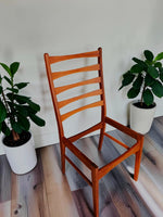 6 REFINISHED Danish MCM Teak Ladder-Back Chairs will be REUPHOLSTERED 7
