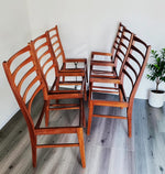 6 REFINISHED Danish MCM Teak Ladder-Back Chairs will be REUPHOLSTERED 9