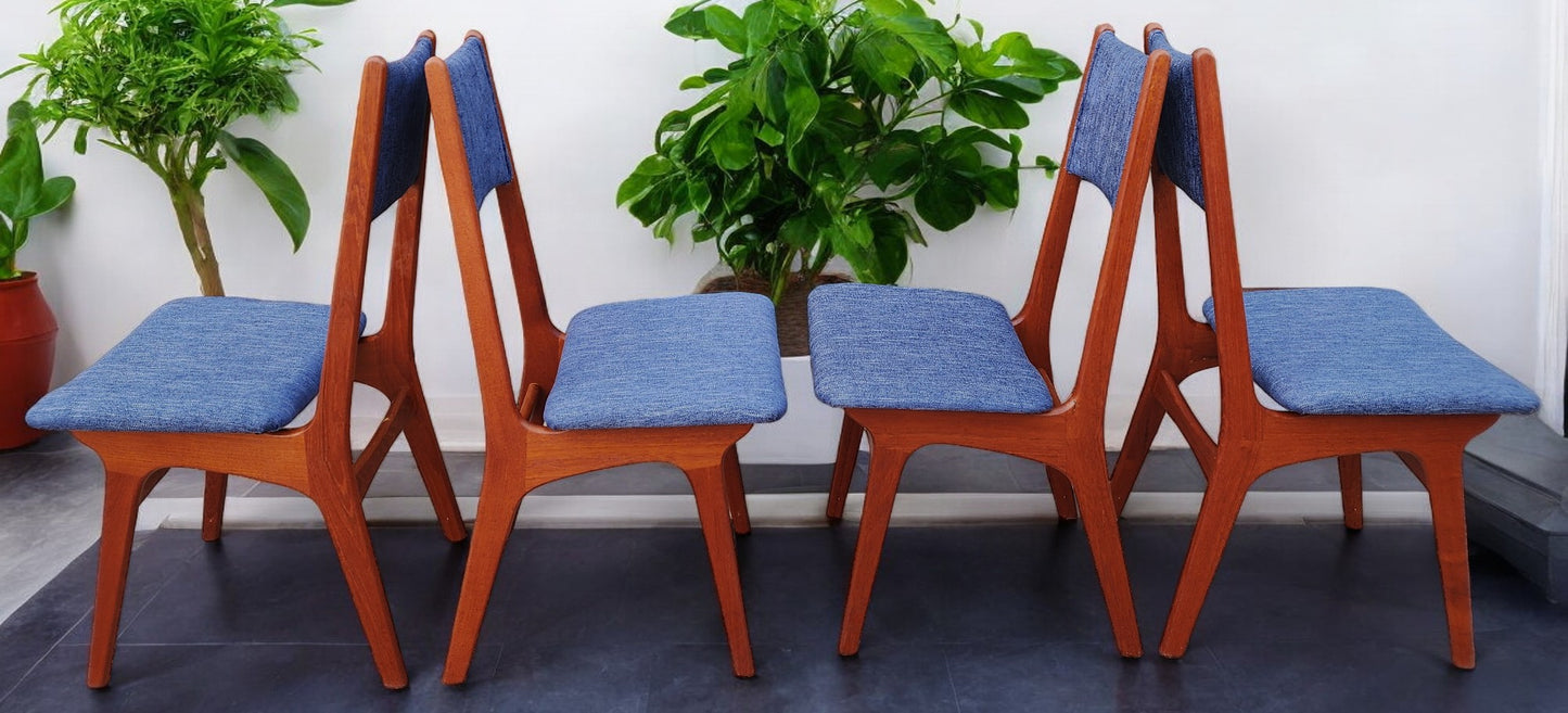 4 REFINISHED REUPHOLSTERED Danish Mid Century Modern Teak Chairs by Korup Stolefabrik