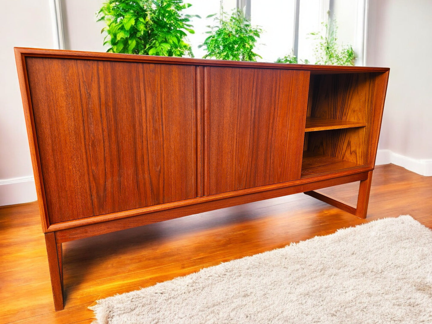 REFINISHED Danish MCM Teak Credenza by Axel Christiansen for ACO 59"