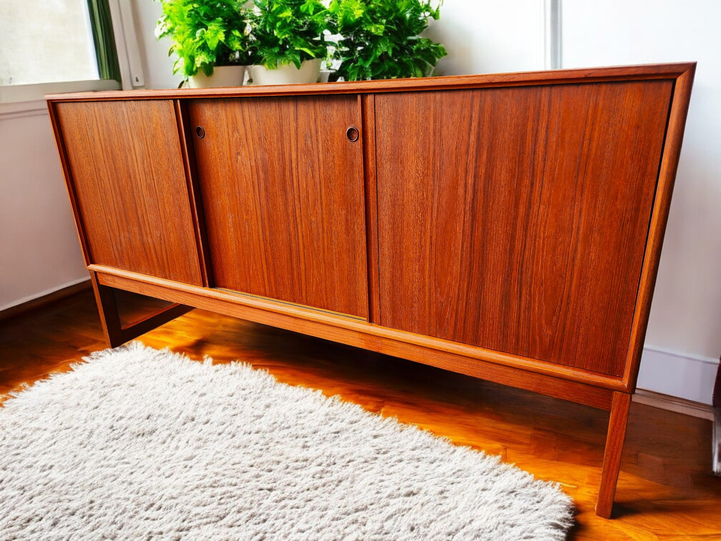 REFINISHED Danish MCM Teak Credenza by Axel Christiansen for ACO 59"