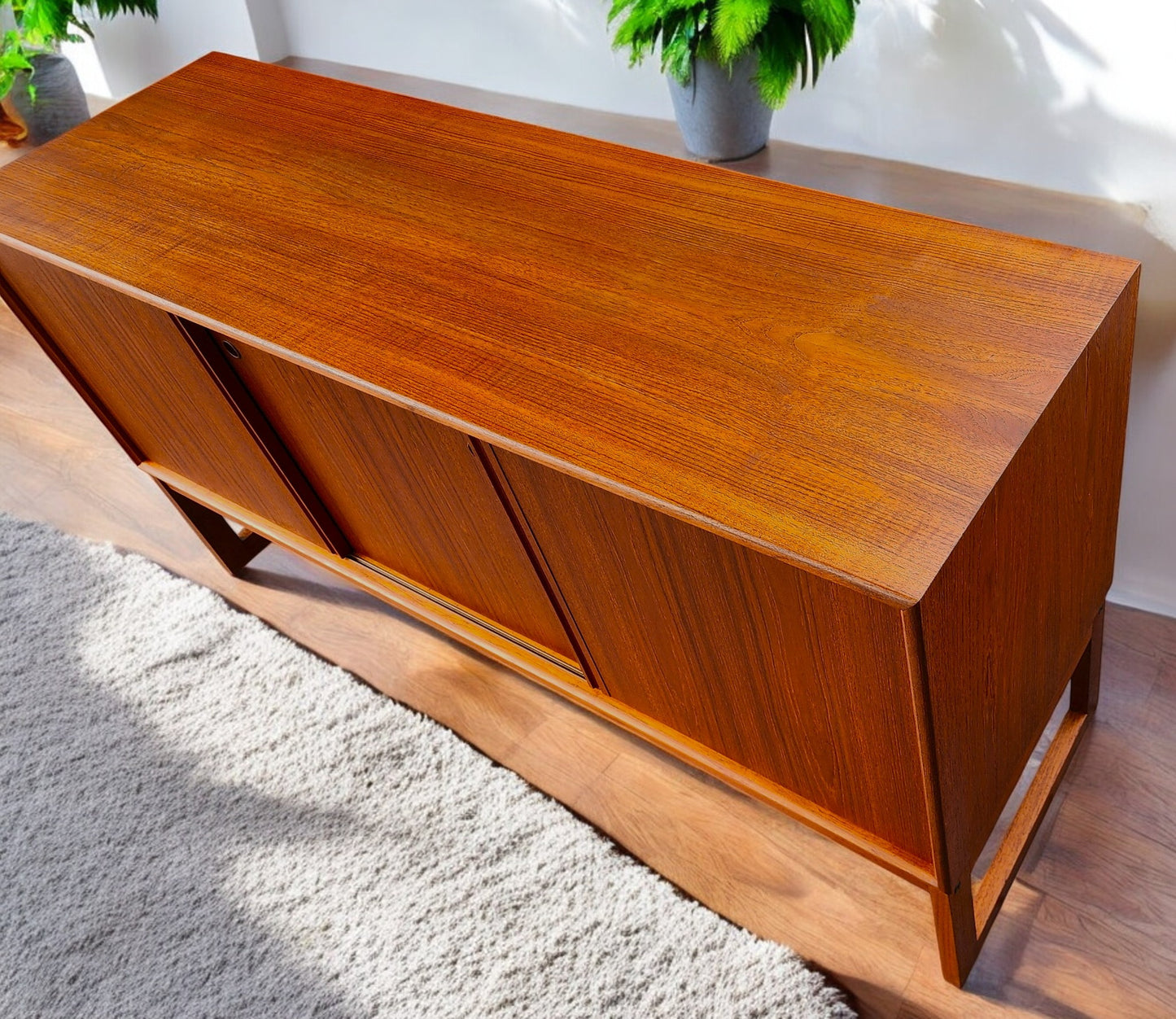 REFINISHED Danish MCM Teak Credenza by Axel Christiansen for ACO 59"