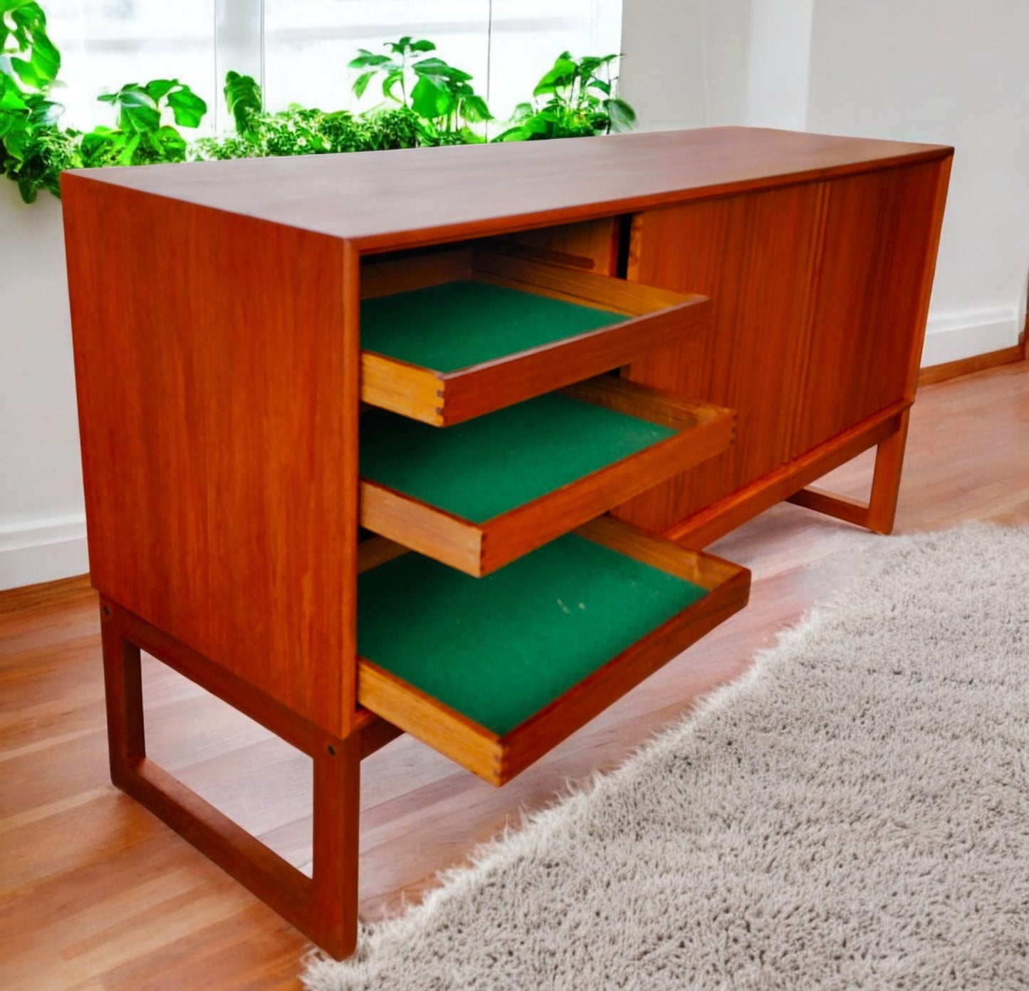 REFINISHED Danish MCM Teak Credenza by Axel Christiansen for ACO 59"
