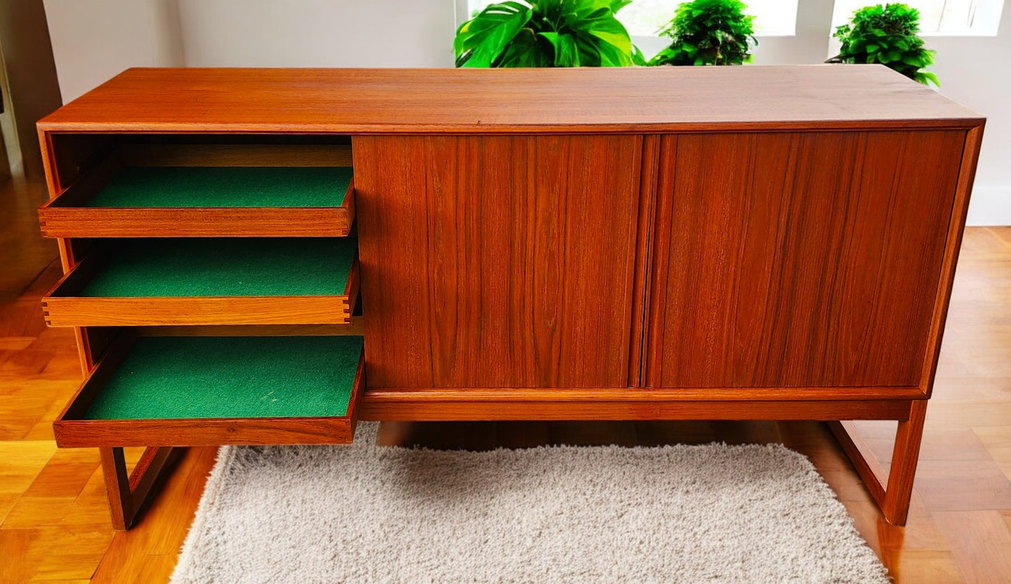 REFINISHED Danish MCM Teak Credenza by Axel Christiansen for ACO 59"