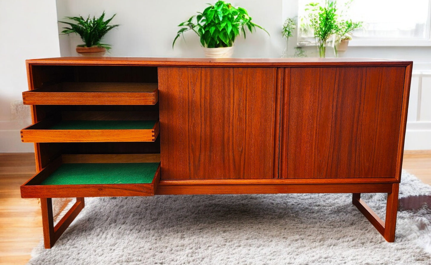 REFINISHED Danish MCM Teak Credenza by Axel Christiansen for ACO 59"