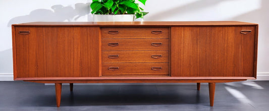 REFINISHED Danish Mid Century Modern Teak Sideboard by Clausen & Son w Finished Back  82"