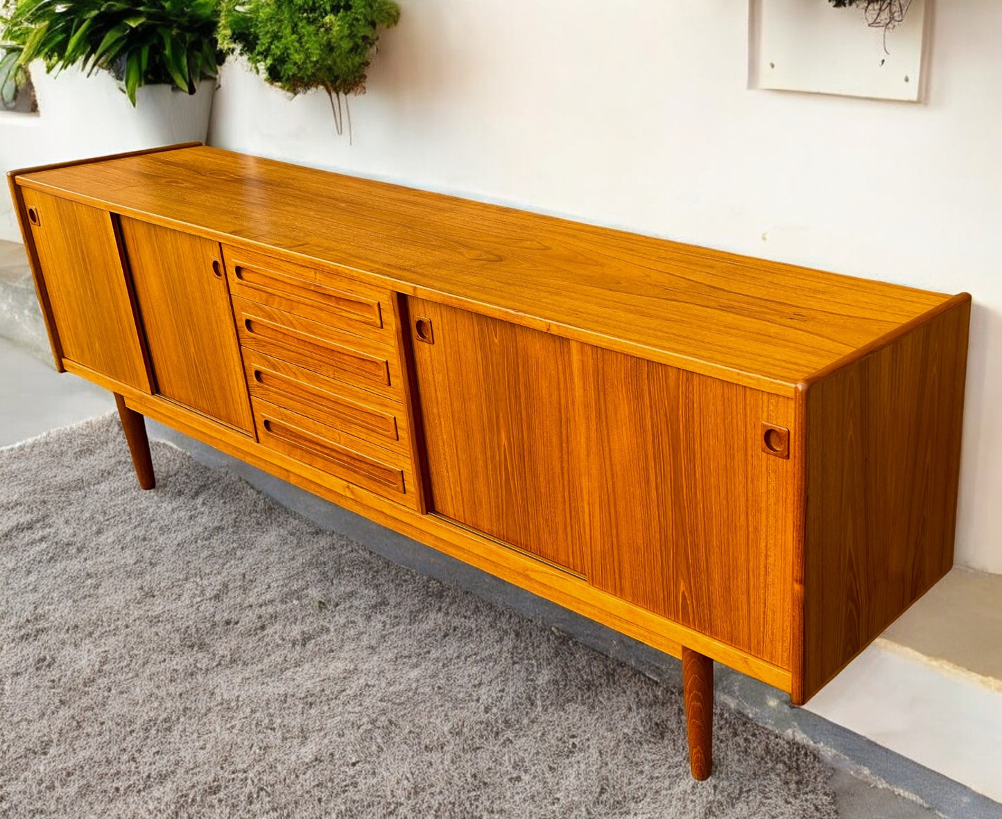 Danish Mid Century Modern Teak Sideboard by Johannes Andersen 94"