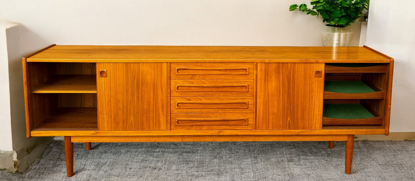 Danish Mid Century Modern Teak Sideboard by Johannes Andersen 94"