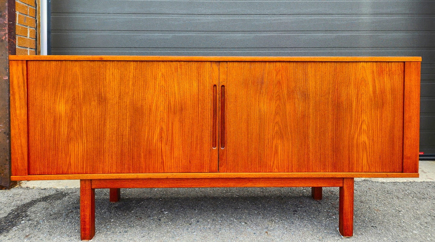 REFINISHED Danish Mid Century Modern Teak Tambour Credenza 65" by Svend Aage Larsen