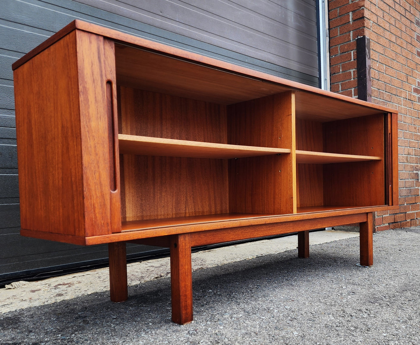 REFINISHED Danish Mid Century Modern Teak Tambour Credenza 65" by Svend Aage Larsen