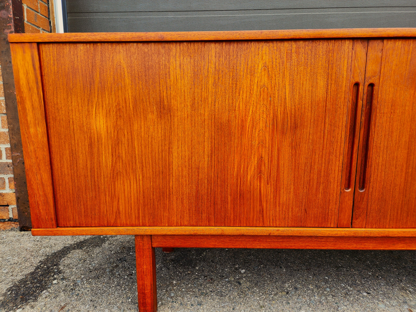 REFINISHED Danish Mid Century Modern Teak Tambour Credenza 65" by Svend Aage Larsen