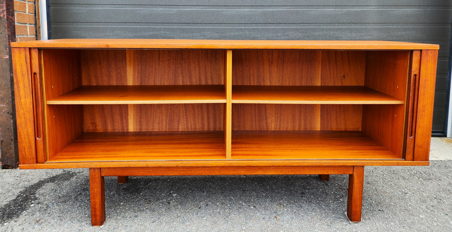 REFINISHED Danish Mid Century Modern Teak Tambour Credenza 65" by Svend Aage Larsen