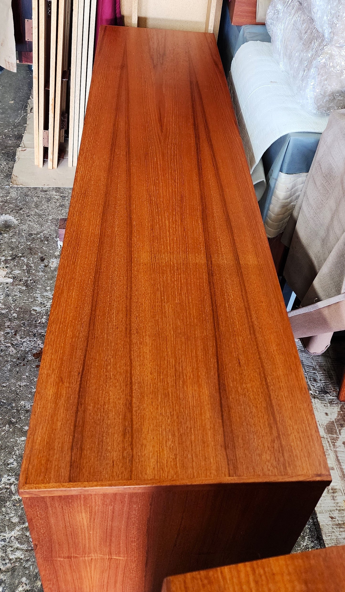 REFINISHED Danish Mid Century Modern Teak Tambour Credenza 65" by Svend Aage Larsen