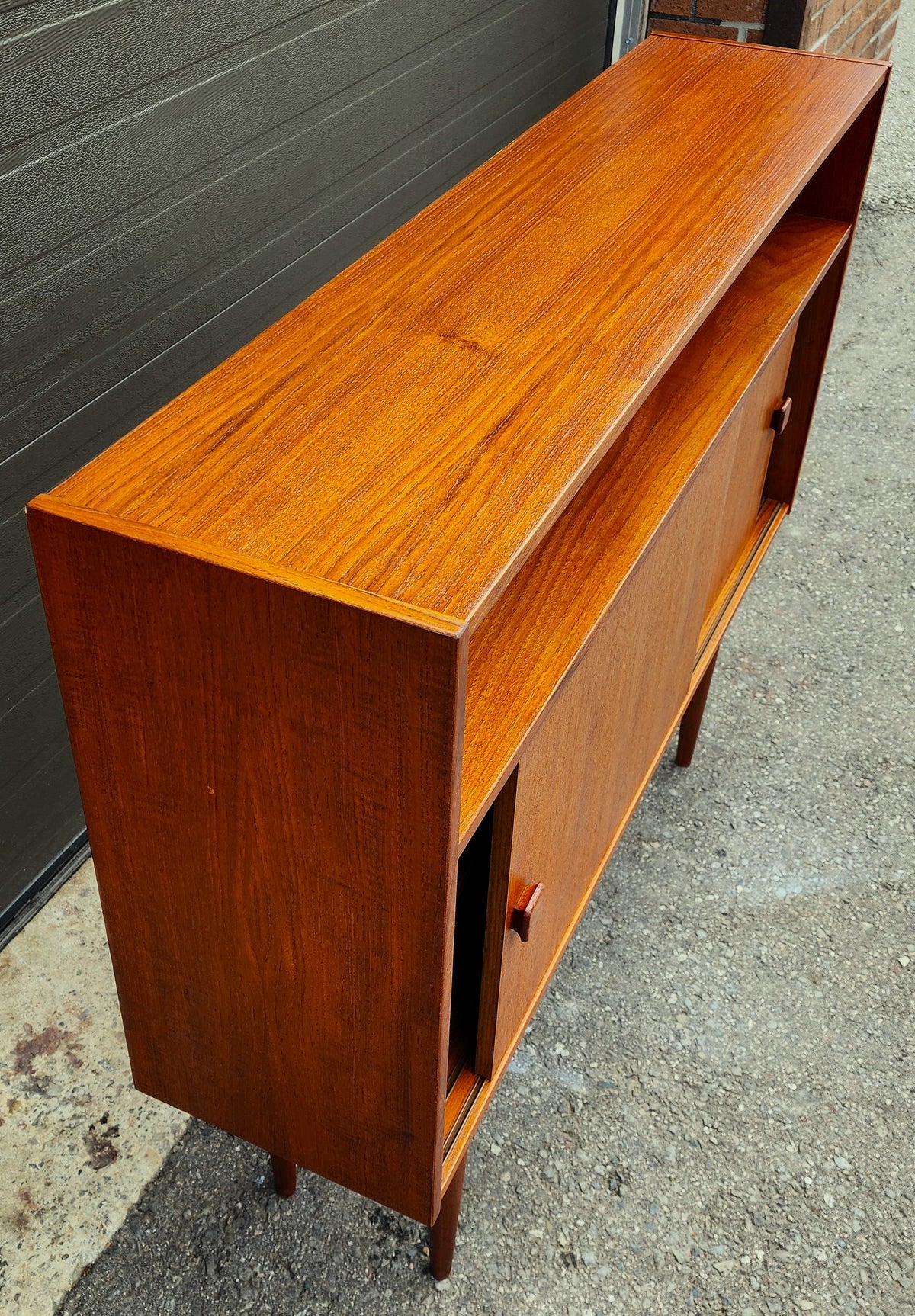 REFINISHED Danish Mid Century Modern Teak Cabinet Narrow 48