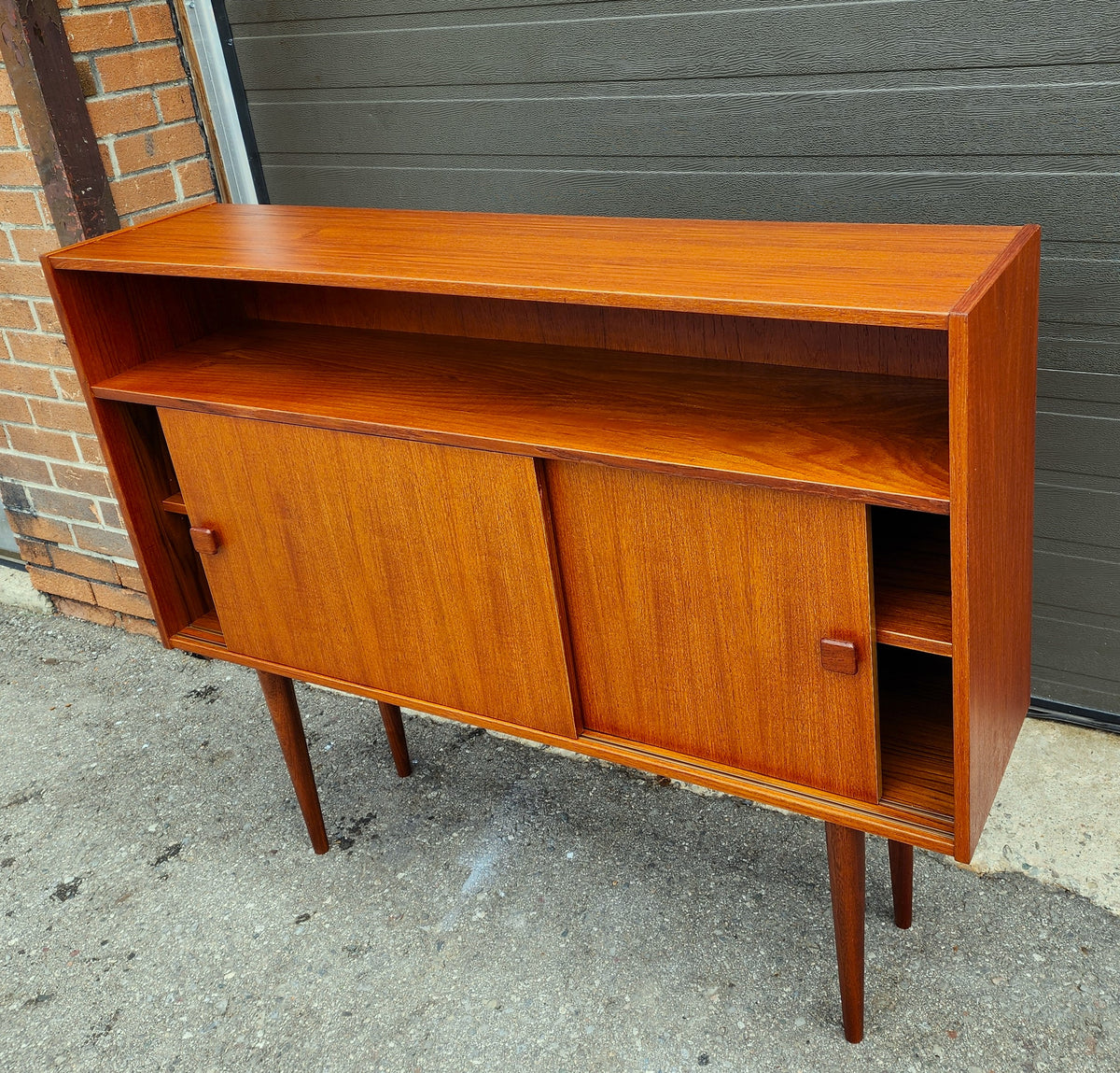 REFINISHED Danish Mid Century Modern Teak Cabinet Narrow 48