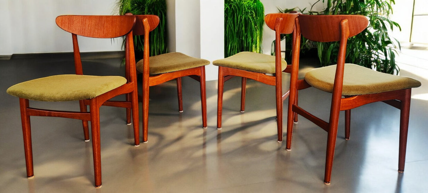 4 RESTORED REUPHOLSTERED Danish MCM Teak Chairs by E.W. Bach