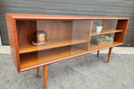 REFINISHED Danish MCM Teak Display by Faarup w Finished Back 59