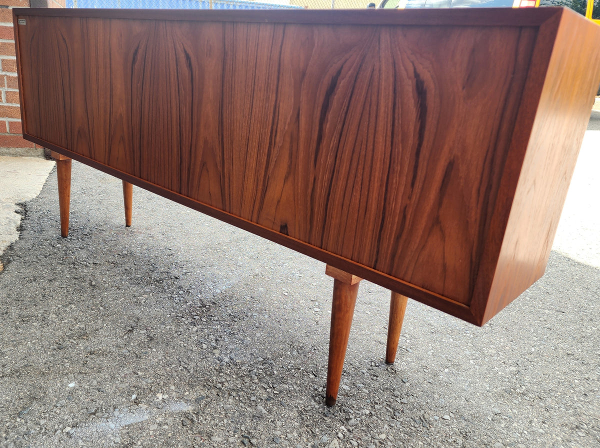 REFINISHED Danish MCM Teak Display by Faarup w Finished Back 59