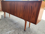 REFINISHED Danish MCM Teak Display by Faarup w Finished Back 59