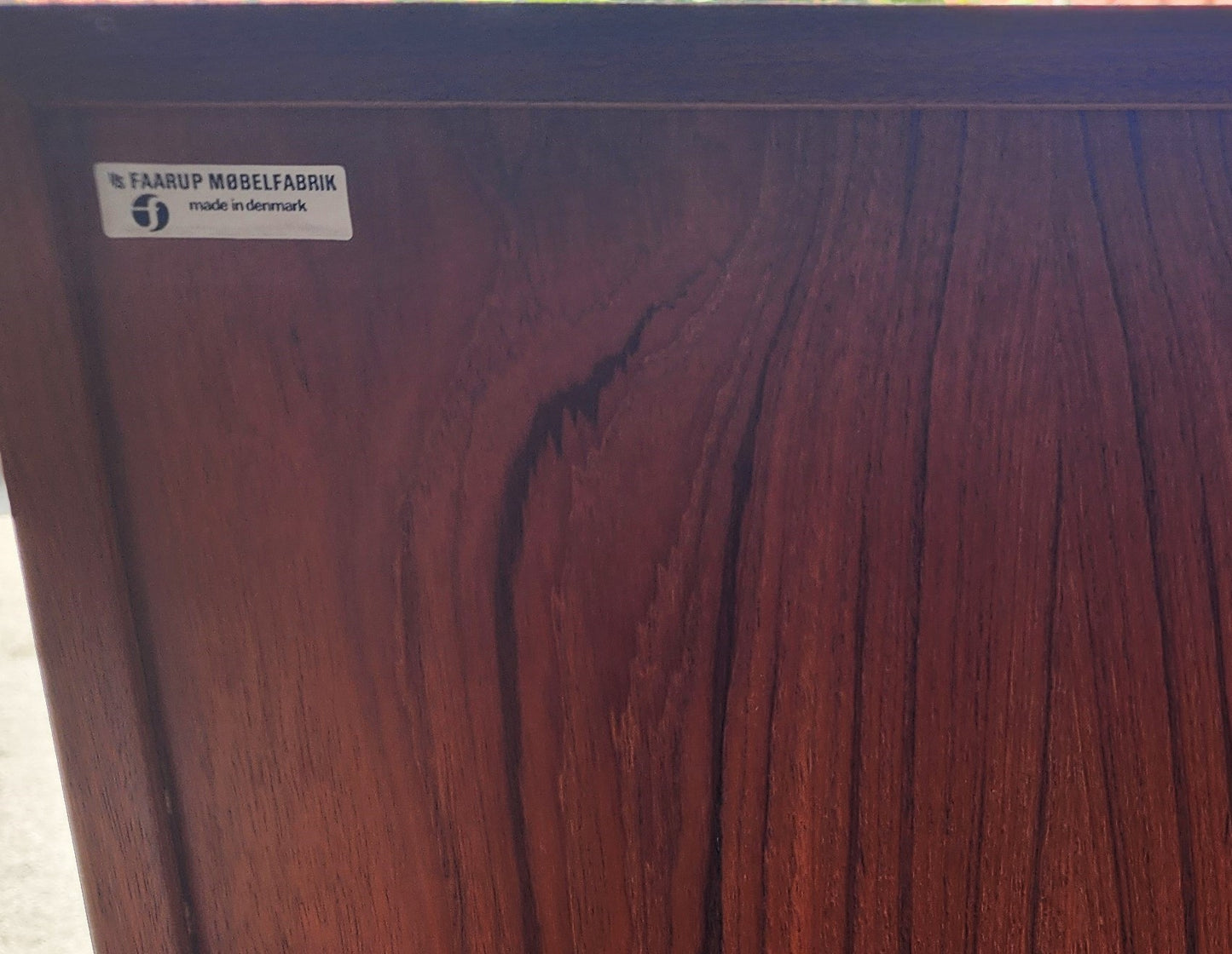 REFINISHED Danish MCM Teak Display by Faarup w Finished Back 59"
