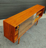 REFINISHED Danish MCM Teak Display by Faarup w Finished Back 59