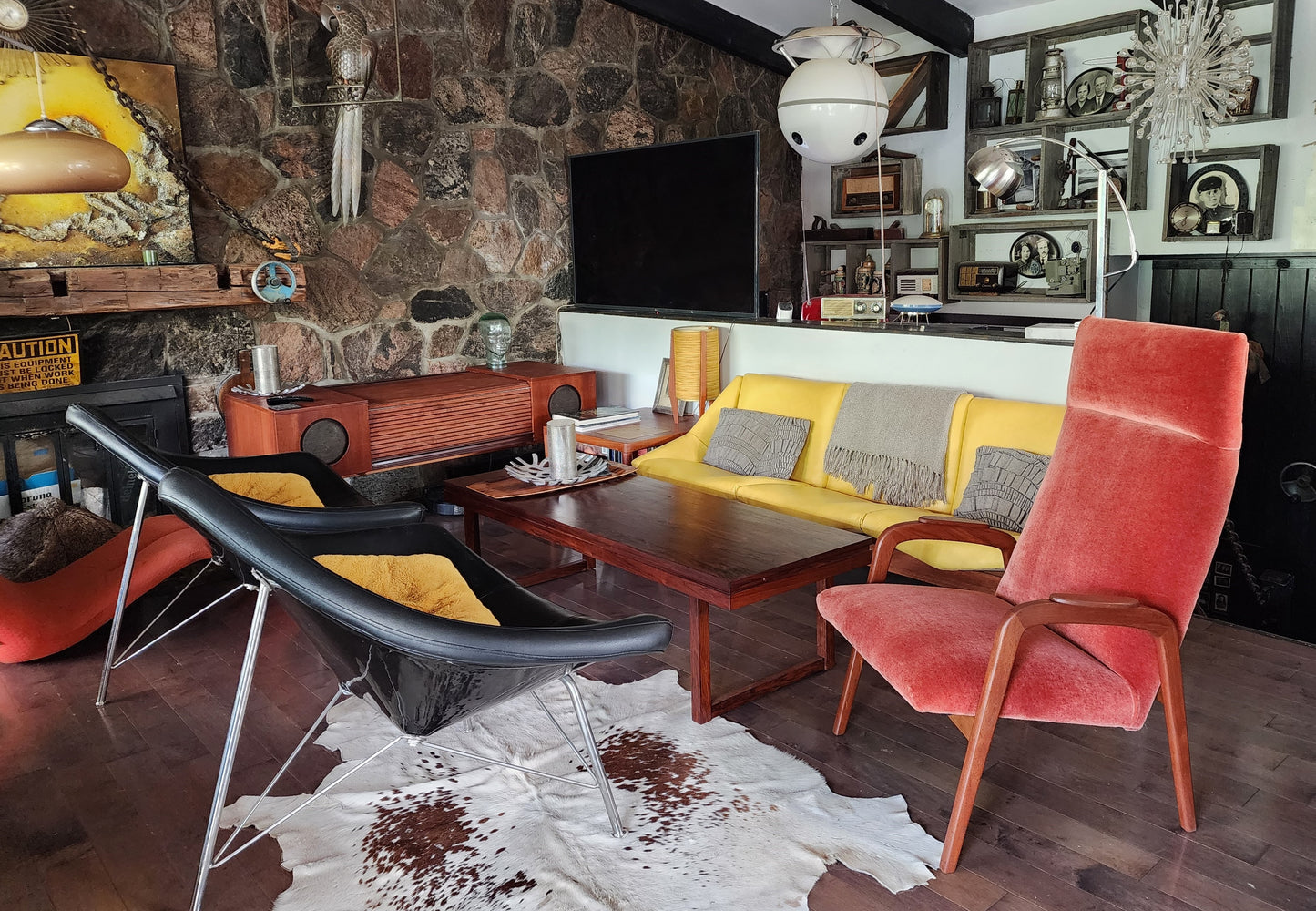 REFINISHED Danish Mid Century Modern Teak Lounge Chair w New Wool Mohair Upholstery