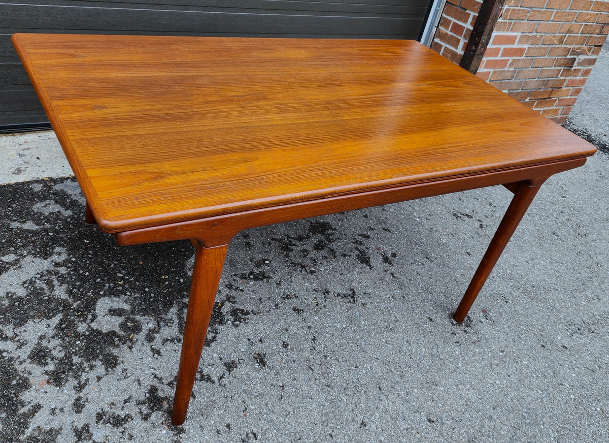 REFINISHED Danish MCM Teak Dining Table w 2 Leaves by Niels O. Moller, 63