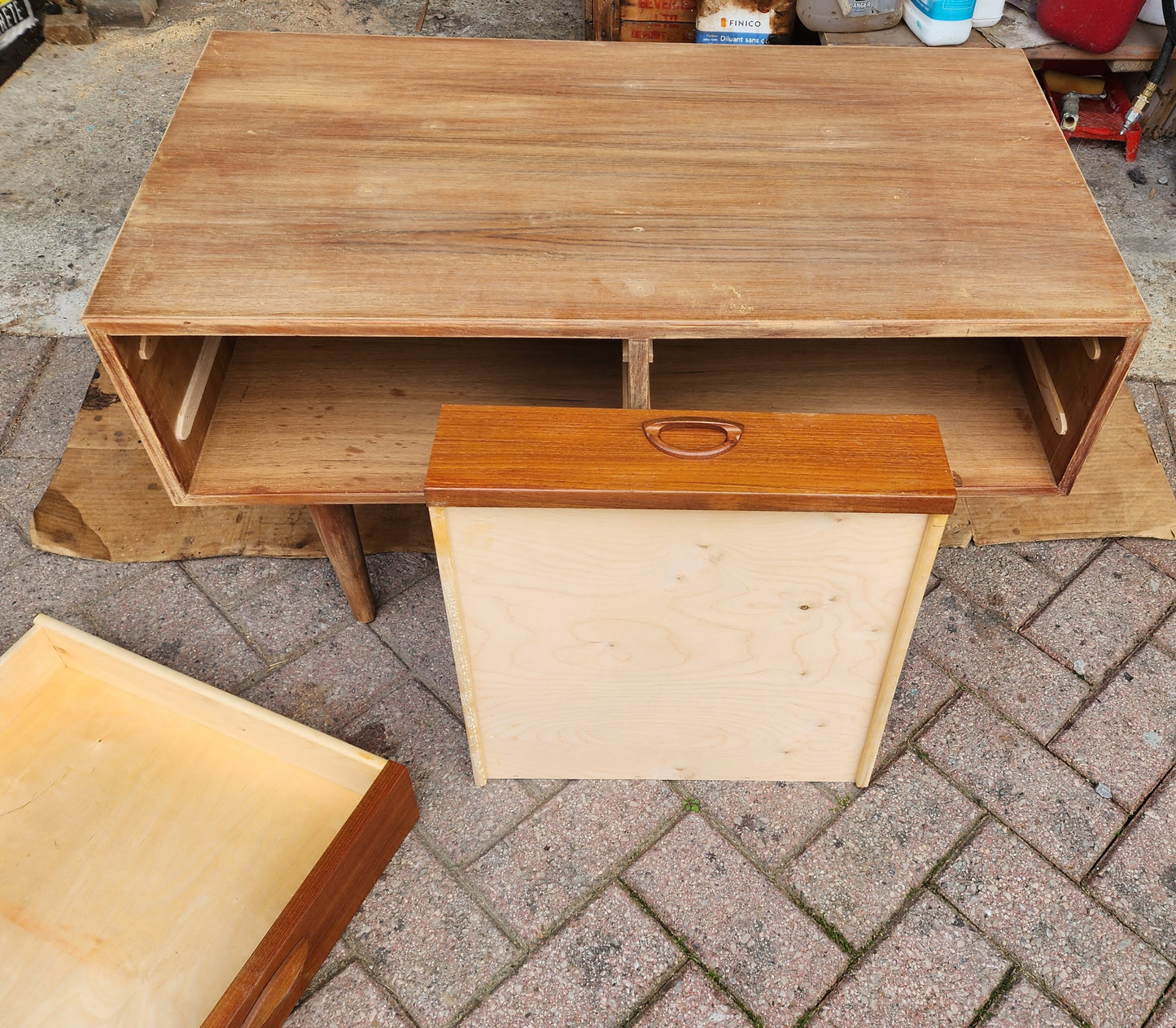 REFINISHED Danish Mid Century Modern Teak TV Console w Swivel Top by Kai Kristiansen