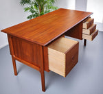 REFINISHED Danish Mid Century Modern Teak Desk w Bookcase Back by Arne Vodder 12