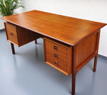 REFINISHED Danish Mid Century Modern Teak Desk w Bookcase Back by Arne Vodder 3
