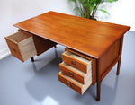 REFINISHED Danish Mid Century Modern Teak Desk w Bookcase Back by Arne Vodder 6