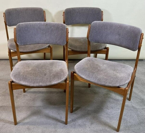 6 RESTORED will be REUPHOLSTERED Danish MCM teak chairs by Erik Buch #49