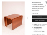 REFINISHED Danish Mid Century Modern Teak Gate-Leg/ Drop Leaf Table 27.5