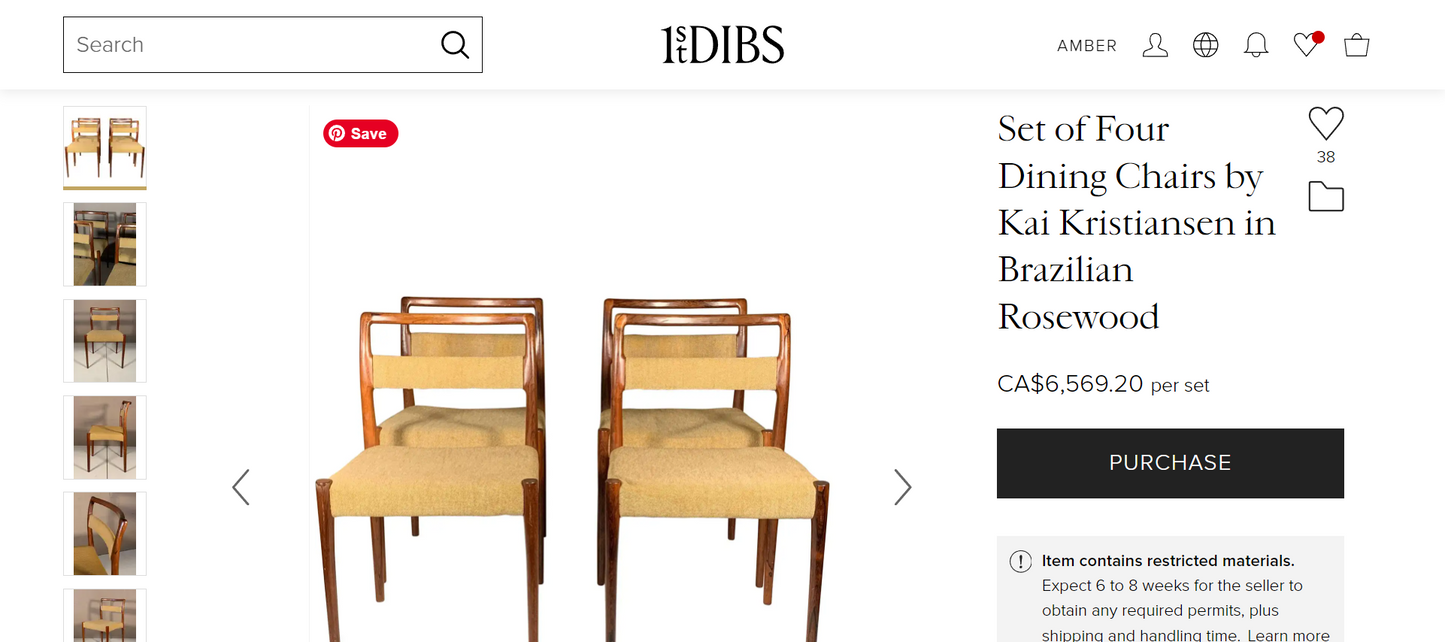 4 REFINISHED REUPHOLSTERED Danish Mid Century Modern Rosewood Chairs by Kai Kristiansen