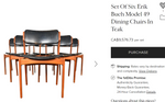 Choose Fabric***6 REFINISHED Danish Mid Century Modern teak chairs by Erik Buch, model 49 15