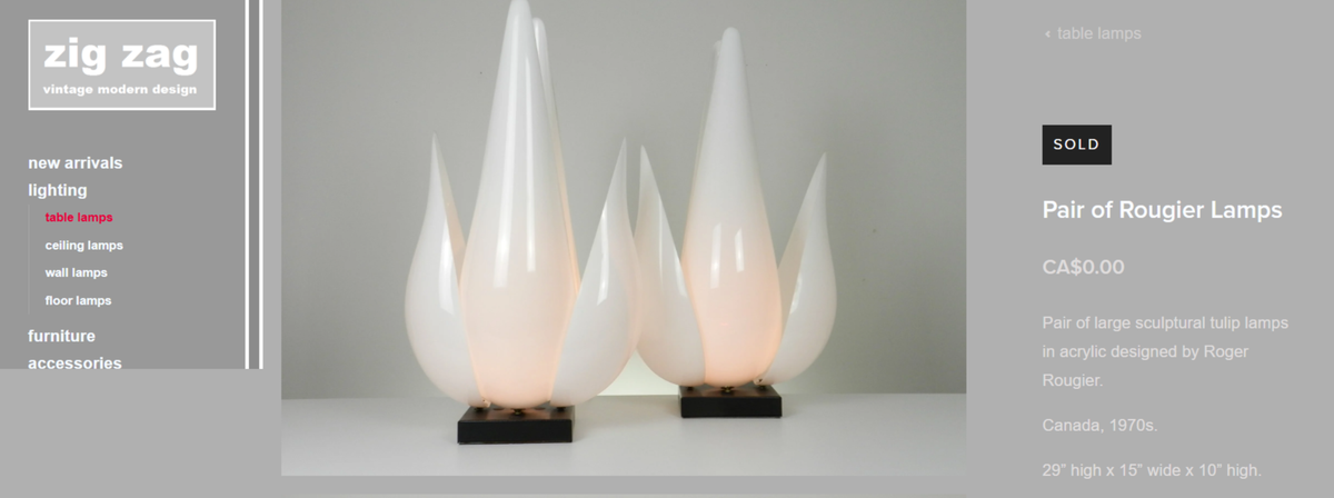 Mid Century Modern Large Sculptural Acrylic Tulip Lamps by R.Rougier